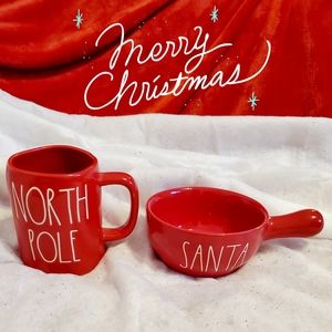 Rae Dunn SANTA Bowl & NORTH POLE Mug